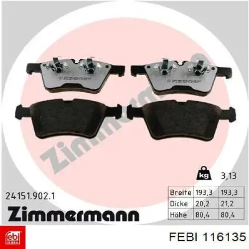 Колодки Febi 116135 цена, от 54.35 USD