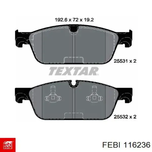 Передние тормозные колодки 116236 Febi