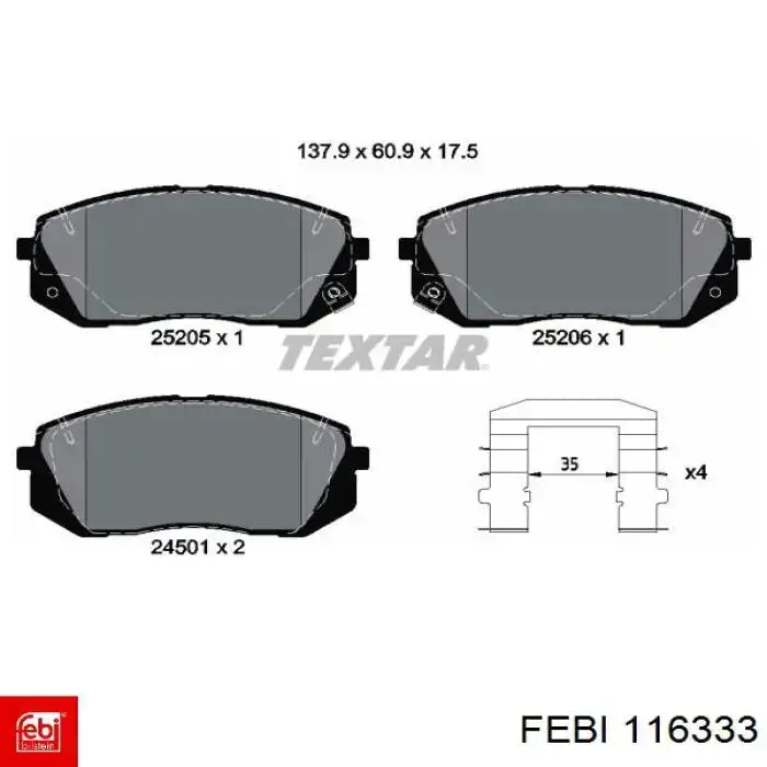 Колодки Febi 116333 цена, от 30.30 USD