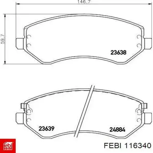 Передние тормозные колодки 116340 Febi