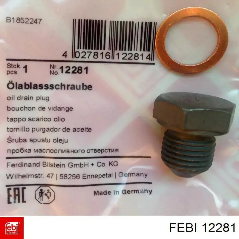 Пробка поддона двигателя 12281 Febi