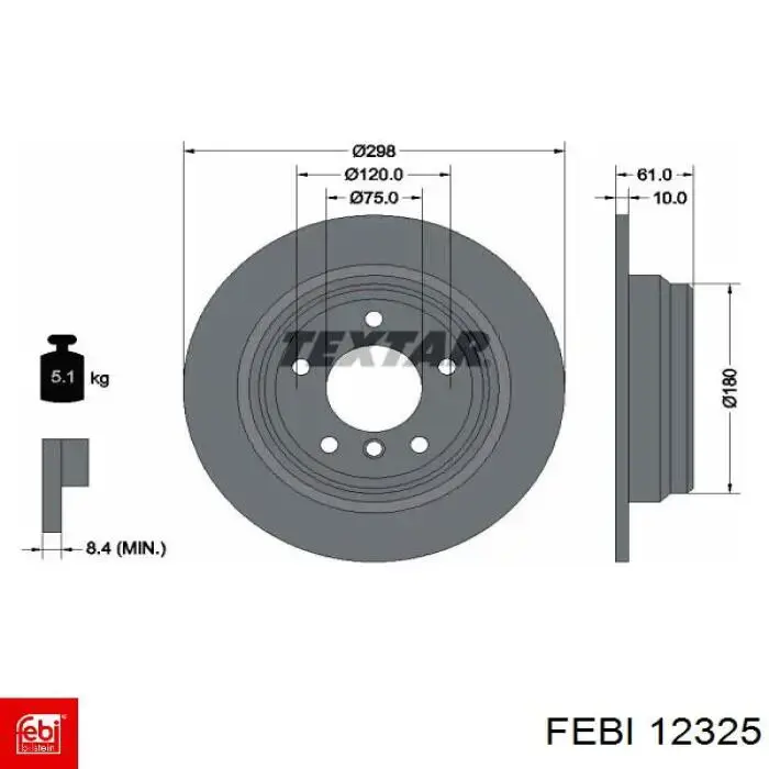 12325 Febi Дисковый тормоз