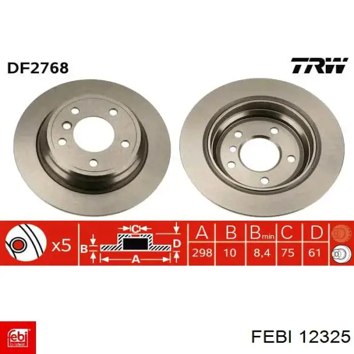 Тормозные диски 12325 Febi