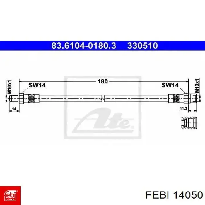 Тормозной шланг задний Febi 14050 цена, от 6.12 USD