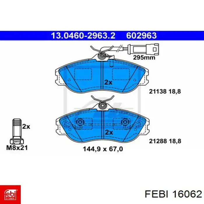 Колодки Febi 16062 цена, от 29.74 USD