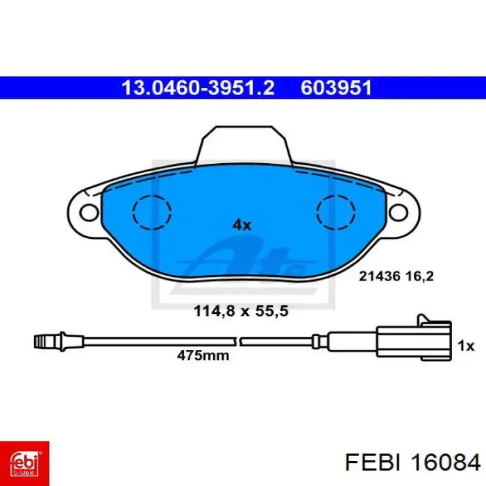Колодки Febi 16084 цена, от 15.35 USD