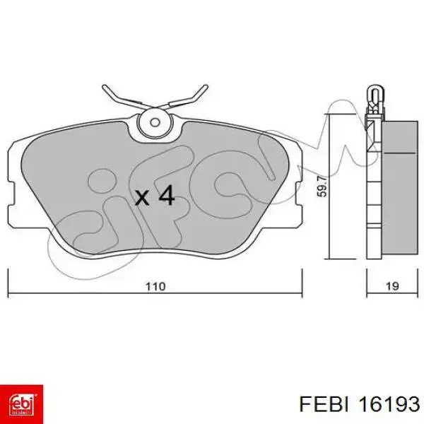 Передние тормозные колодки 16193 Febi
