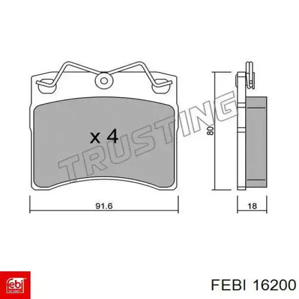 Передние тормозные колодки 16200 Febi