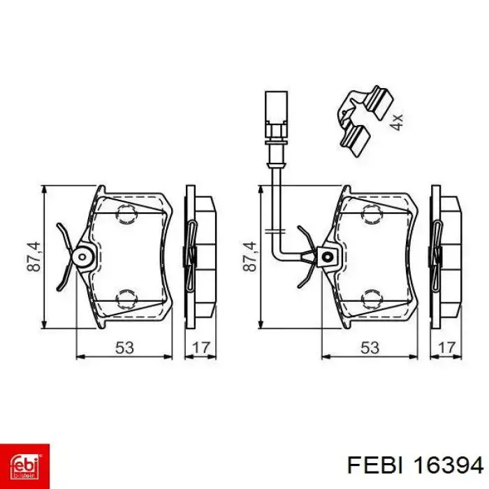 Колодки дисковые  Febi 16394 цена, от 19.91 USD