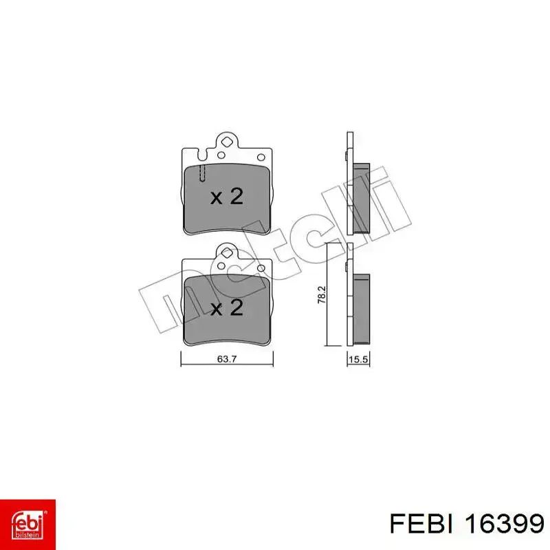 Купить 16399 Febi Колодки тормозные задние, дисковые