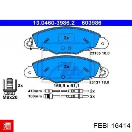 Колодки Febi 16414 цена, от 33.31 USD