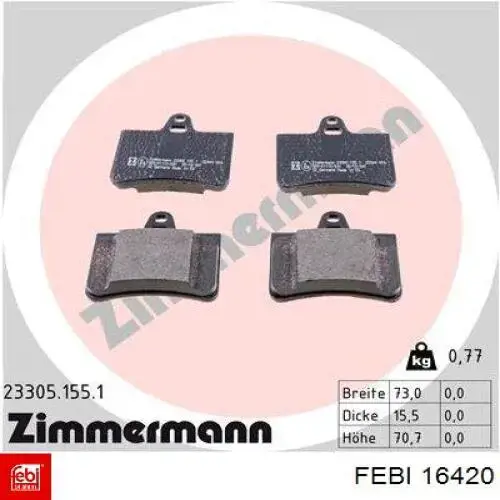 Колодки дисковые  Febi 16420 цена, от 21.55 USD
