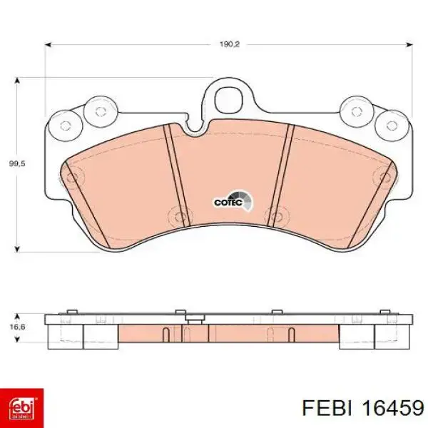 Передние тормозные колодки 16459 Febi
