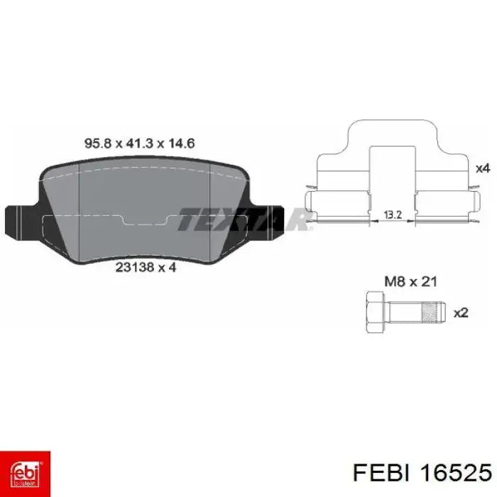 Купить 16525 Febi Колодки тормозные задние, дисковые