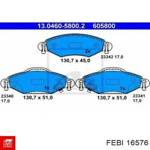 Колодки Febi 16576 цена, от 20.13 USD