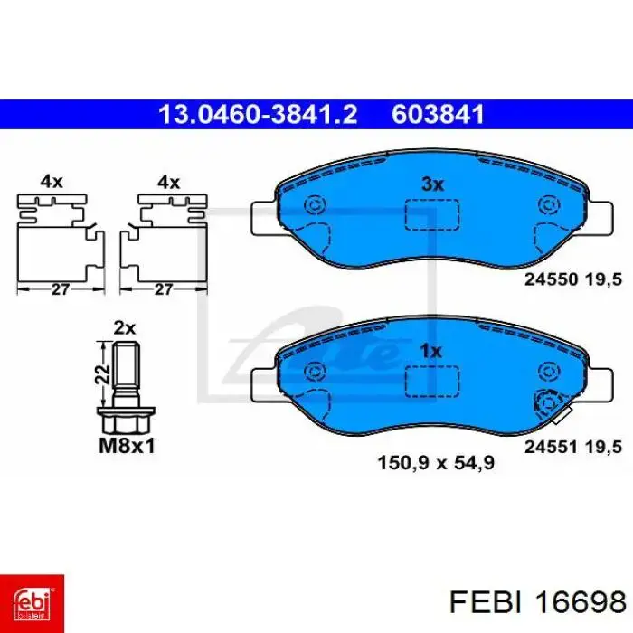 Колодки Febi 16698 цена, от 23.87 USD