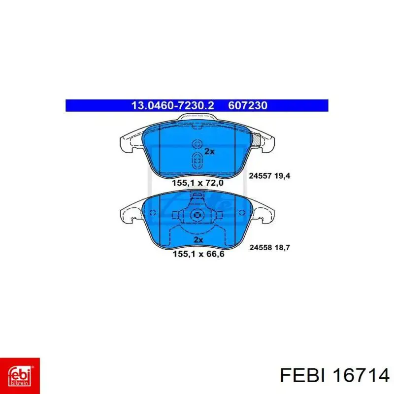 Передние тормозные колодки 16714 Febi