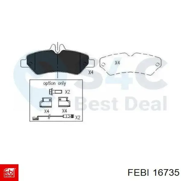 Колодки дисковые  Febi 16735 цена, от 18.14 USD