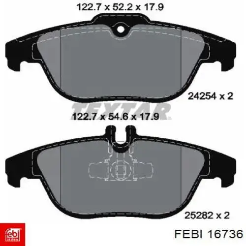 Колодки дисковые  Febi 16736 цена, от 26.84 USD