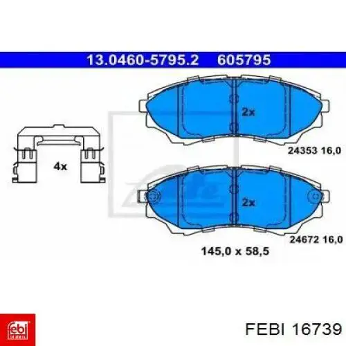 Колодки Febi 16739 цена, от 24.40 USD