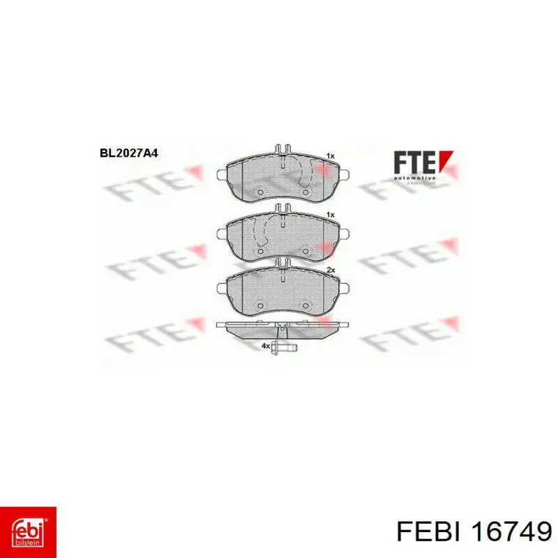Колодки Febi 16749 цена, от 34.28 USD