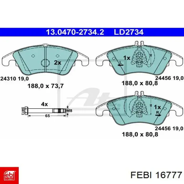 Колодки Febi 16777 цена, от 31.75 USD