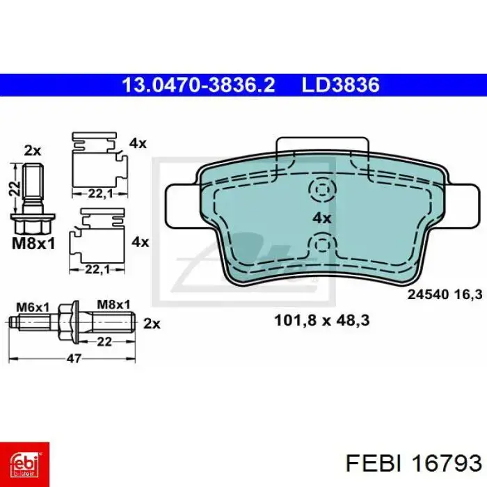 Колодки дисковые  Febi 16793 цена, от 23.99 USD