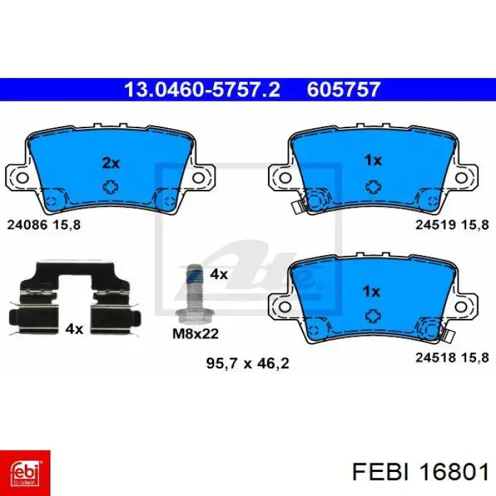 Колодки дисковые  Febi 16801 цена, от 23.16 USD