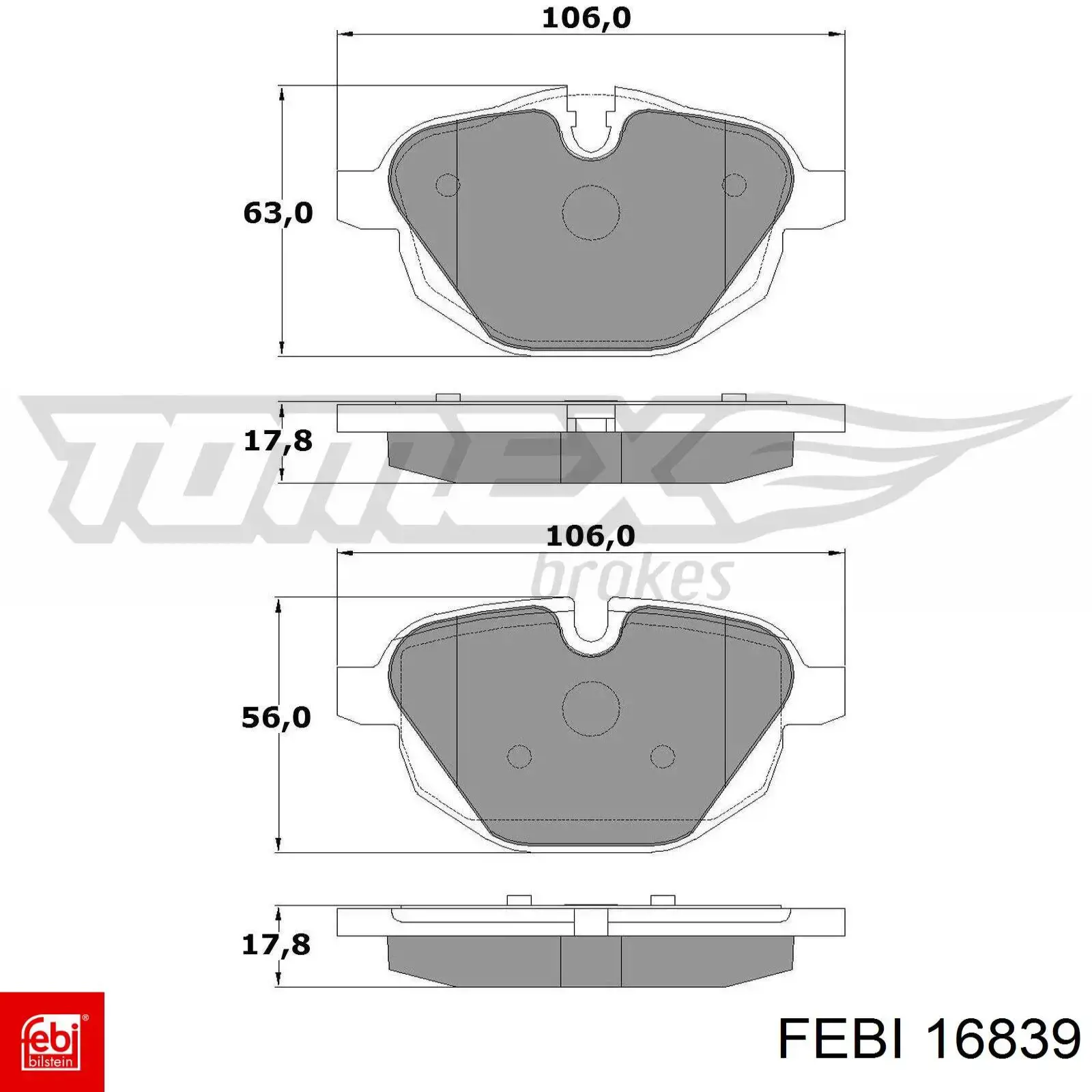 Купить 16839 Febi Колодки тормозные задние, дисковые