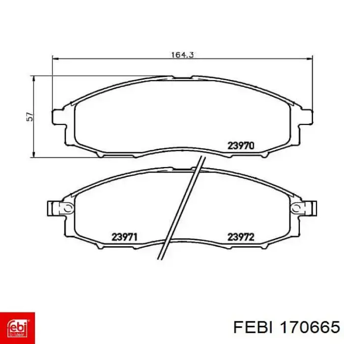 Передние тормозные колодки 170665 Febi