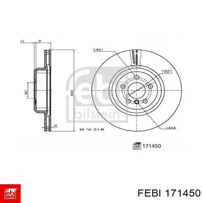 171450 Febi диск тормозной задний