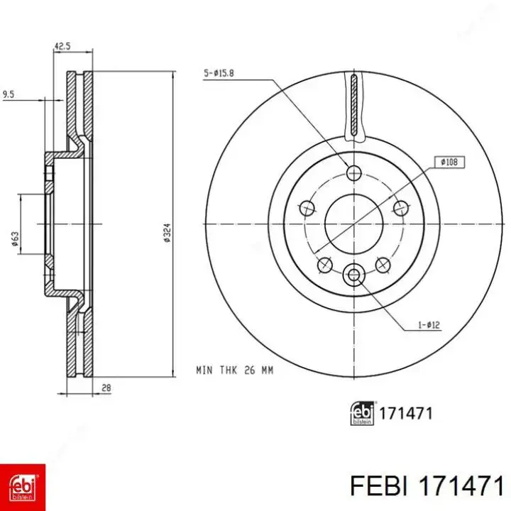 171471 Febi disco do freio dianteiro
