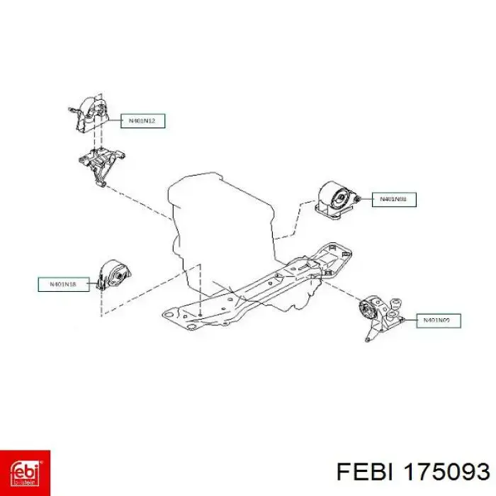 Compre 175093 Febi Coxim (suporte) traseiro de motor