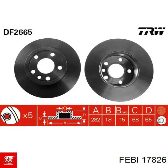 Тормоз дисковый передний Febi 17826 цена, от 39.37 USD