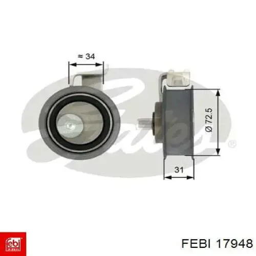 Ролик натяжителя ремня газораспределения Febi 17948 цена, от 45.05 USD