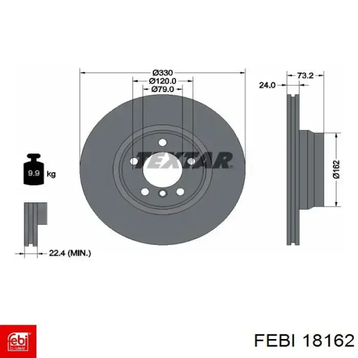 Болт шкива коленвала Febi 18162 цена, от 1.36 USD