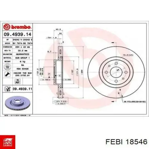 Тормоз дисковый передний Febi 18546 цена, от 33.47 USD