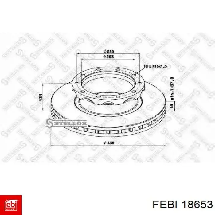 Тормоз дисковый передний Febi 18653 цена, от 156.49 USD