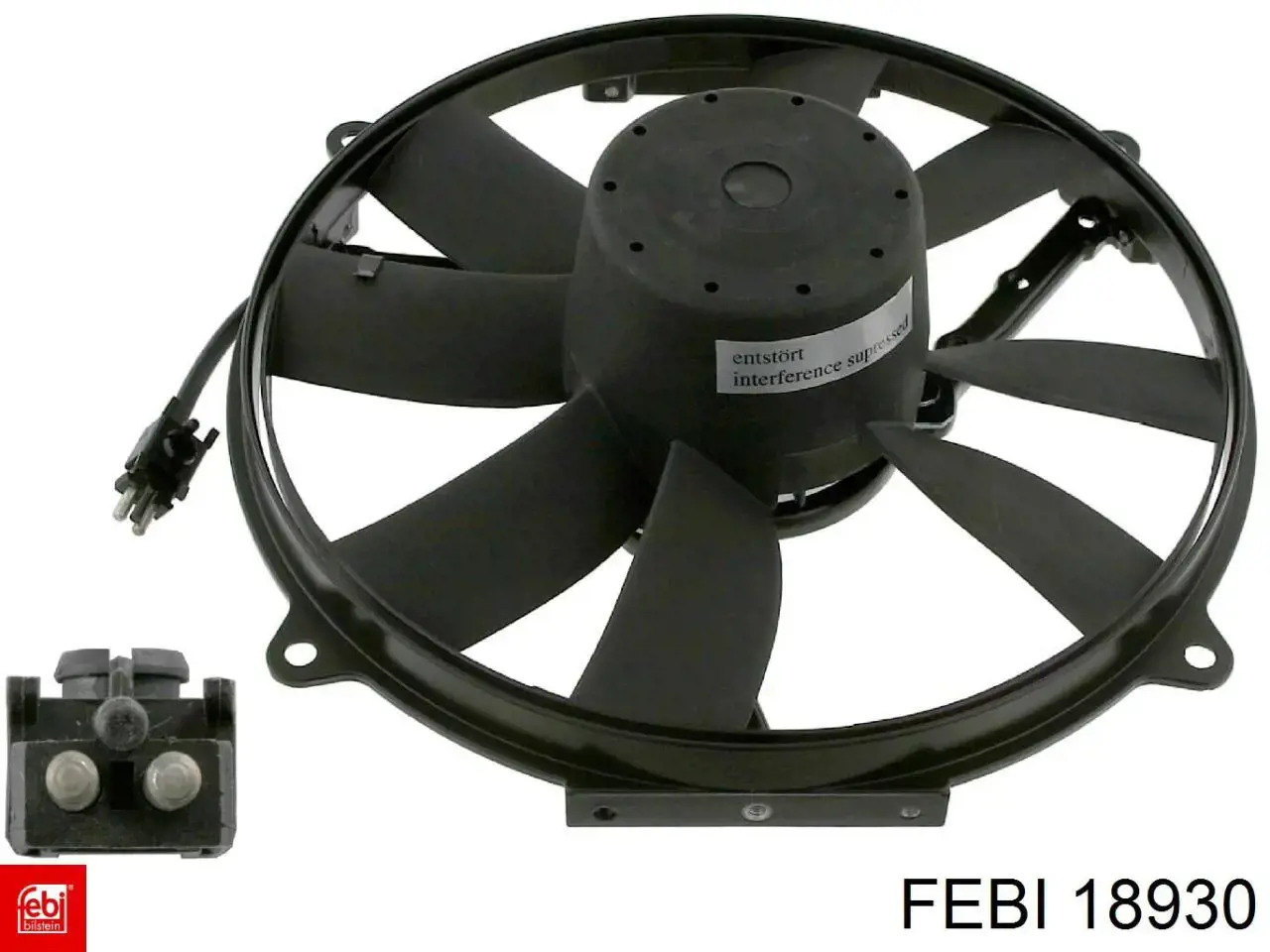 Электровентилятор охлаждения в сборе (мотор+крыльчатка) левый Febi 18930