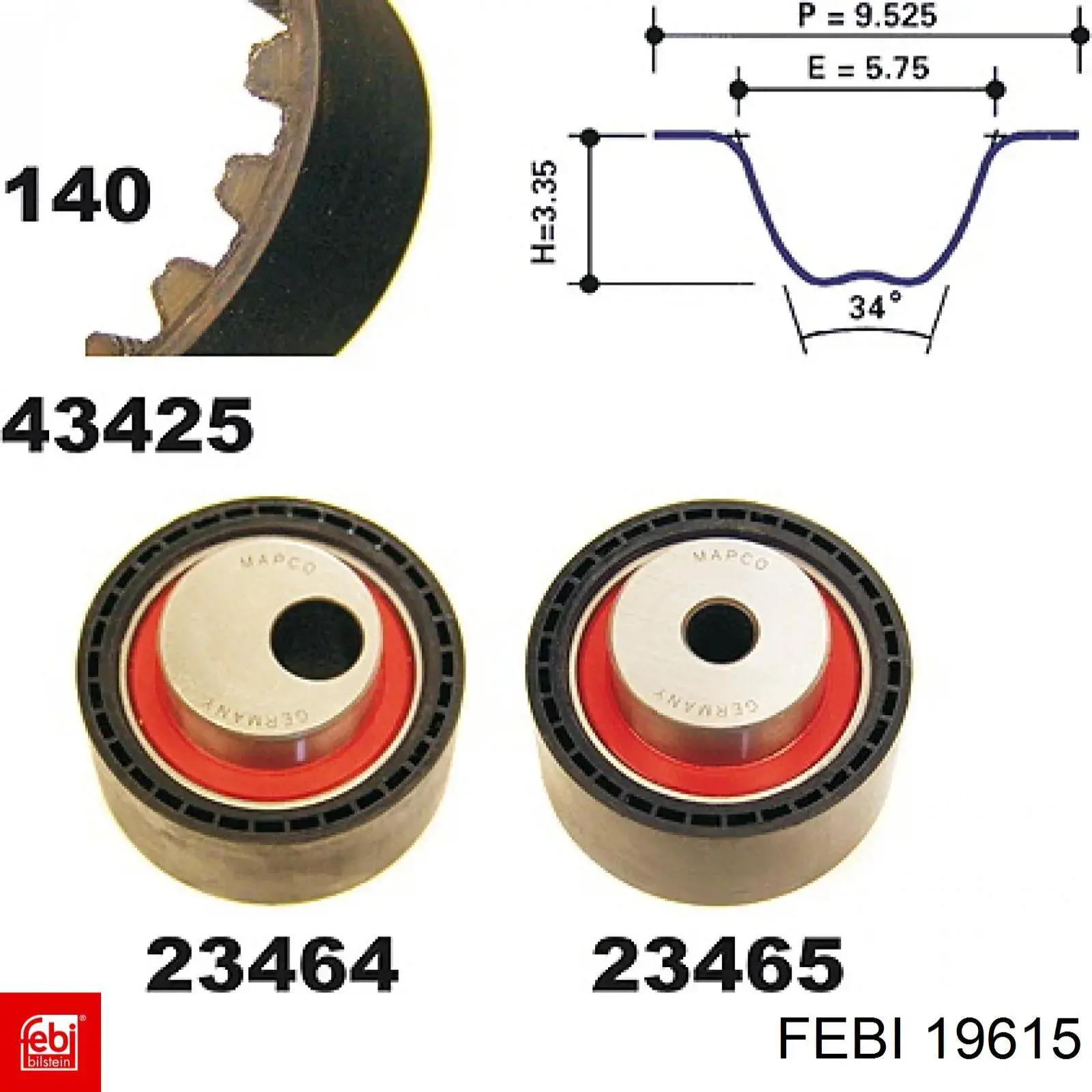 ГРМ ремни, комплект Febi 19615 цена, от 52.80 USD
