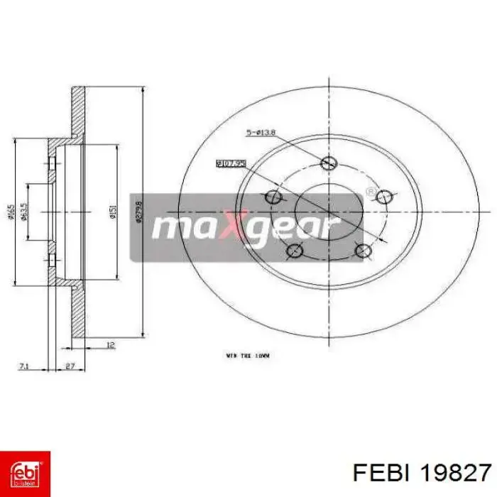 Задний тормозной диск Febi 19827 цена, от 32.21 USD