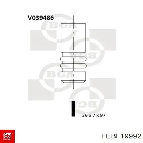 Клапан впускной Febi 19992 цена, от 5.12 USD
