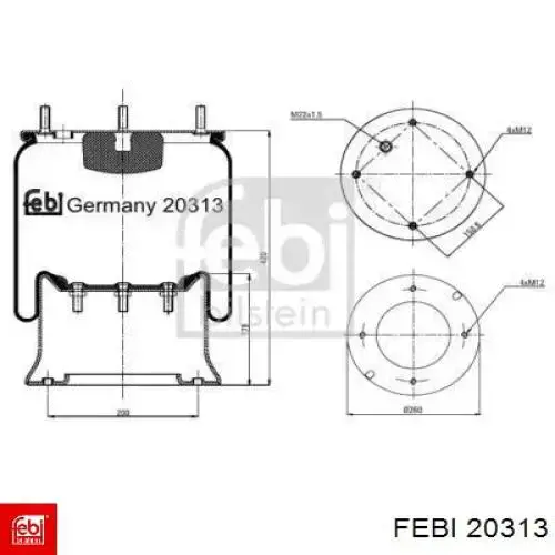 Пневмоподушка (пневморессора) моста 20313 Febi