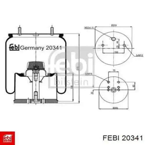 Пневмоподушка (пневморессора) моста 20341 Febi