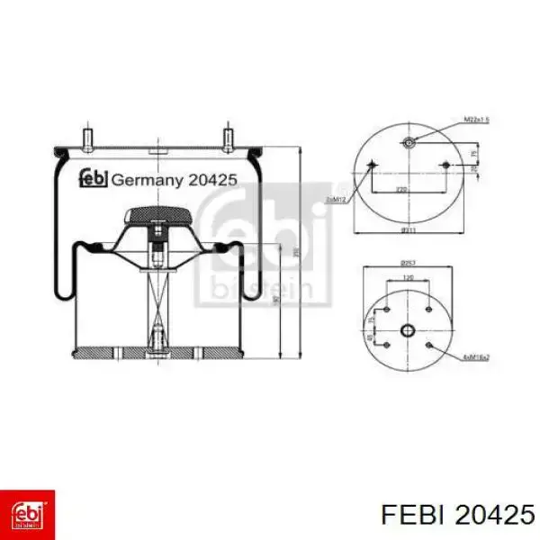 Купить 20425 Febi Пневмоподушка/пневморессора моста