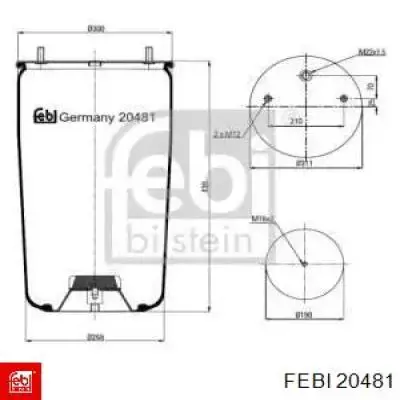 Пневмоподушка (пневморессора) моста 20481 Febi