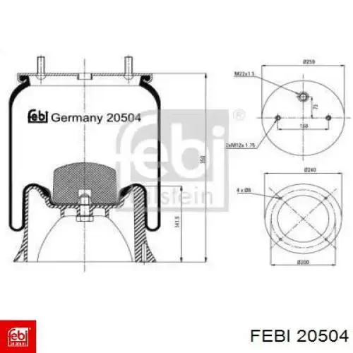 Пневмоподушка (пневморессора) моста 20504 Febi