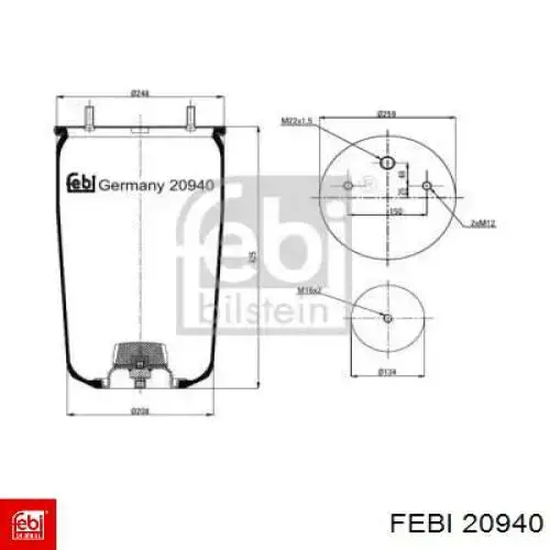 Пневмоподушка (пневморессора) моста 20940 Febi