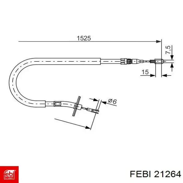 Cable de freno de mano trasero izquierdo 21264 Febi