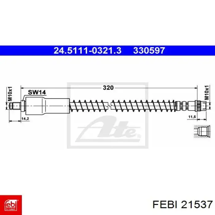 Шланг тормозной передний Febi 21537 цена, от 6.90 USD